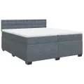 cadre de lit et matelas Gris foncé 200x200cm Velours