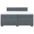 cadre de lit et matelas Gris foncé 200x200cm Velours