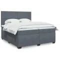 cadre de lit et matelas Gris foncé 200x200cm Velours