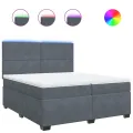 cadre de lit et matelas Gris foncé 200x200cm Velours