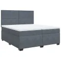 cadre de lit et matelas Gris foncé 200x200cm Velours