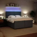 cadre de lit et matelas Gris foncé 200x200cm Velours