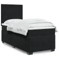 cadre de lit avec matelas Noir 100x200 cm Velours