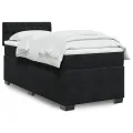 cadre de lit avec matelas Noir 100x200 cm Velours