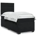 cadre de lit avec matelas Noir 100x200 cm Velours