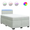 cadre de lit et matelas Gris clair 120x200cm Velours