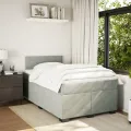 cadre de lit et matelas Gris clair 120x200cm Velours