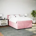 cadre de lit avec matelas Rose 140x190 cm Velours