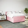 cadre de lit avec matelas Rose 140x190 cm Velours