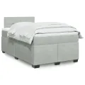 cadre de lit et matelas Gris clair 120x200cm Velours