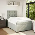 cadre de lit et matelas gris clair 120x190cm velours