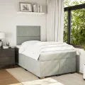 cadre de lit et matelas gris clair 120x190cm velours