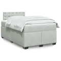 cadre de lit et matelas Gris clair 120x200cm Velours