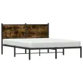 Cadre de lit en métal sans matelas chêne fumé 140x190 cm