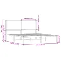 Cadre de lit en métal sans matelas chêne fumé 140x190 cm