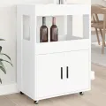 Chariot de bar blanc 60x39,5x89 cm bois d'ingénierie