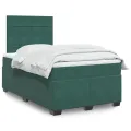 cadre de lit et matelas Vert foncé 120x200cm Velours