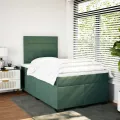 cadre de lit et matelas Vert foncé 120x200cm Velours
