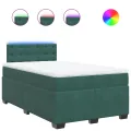 cadre de lit et matelas Vert foncé 120x200cm Velours