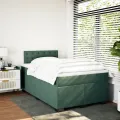 cadre de lit et matelas Vert foncé 120x200cm Velours