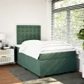 cadre de lit et matelas Vert foncé 120x200cm Velours