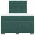 cadre de lit et matelas Vert foncé 120x200cm Velours