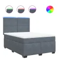 cadre de lit et matelas Gris foncé 140x190cm Velours