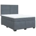 cadre de lit et matelas Gris foncé 140x190cm Velours