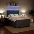cadre de lit et matelas Gris foncé 140x190cm Velours