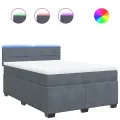cadre de lit et matelas Gris foncé 140x190cm Velours