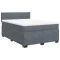 cadre de lit et matelas Gris foncé 140x190cm Velours