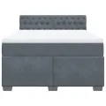 cadre de lit et matelas Gris foncé 140x190cm Velours