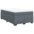 cadre de lit et matelas Gris foncé 120x200cm Velours