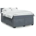 cadre de lit et matelas Gris foncé 140x190cm Velours