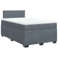 cadre de lit et matelas Gris foncé 120x200cm Velours