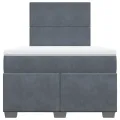 cadre de lit et matelas gris foncé 120x190cm velours