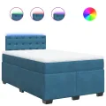 cadre de lit et matelas bleu 120x190 cm velours