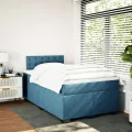 cadre de lit et matelas bleu 120x190 cm velours