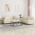 Ensemble de canapés 2 pcs avec coussins crème similicuir