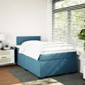 cadre de lit et matelas bleu foncé 120x190cm velours