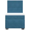 cadre de lit avec matelas bleu 90x200 cm velours
