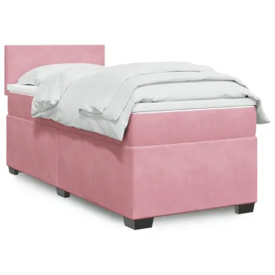 cadre de lit avec matelas Rose 90x200 cm Velours