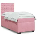 cadre de lit avec matelas Rose 100x200 cm Velours