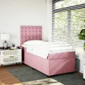 cadre de lit avec matelas Rose 100x200 cm Velours