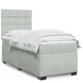 cadre de lit et matelas Gris clair 100x200cm Velours