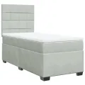 cadre de lit et matelas Gris clair 100x200cm Velours