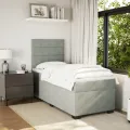 cadre de lit et matelas Gris clair 100x200cm Velours