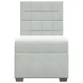 cadre de lit et matelas Gris clair 100x200cm Velours