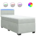 cadre de lit et matelas Gris clair 100x200cm Velours