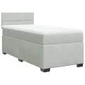 cadre de lit et matelas Gris clair 100x200cm Velours